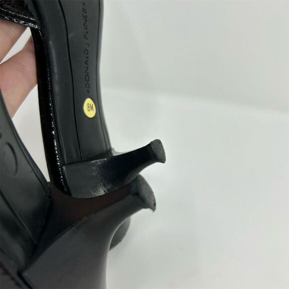 Donald J. Pliner Black Kitten Heel Slip On Dressy Sandals Open Toe Size 8 - Picture 10 of 12